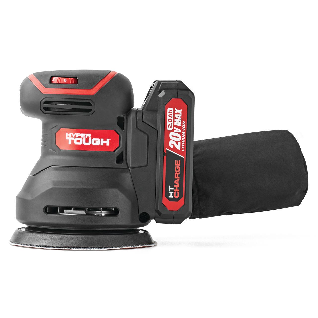 Hyper Tough 20V 2.0Ah Lithium-ion 5-Inch Random Orbital Sander， Cordless， 6604.3