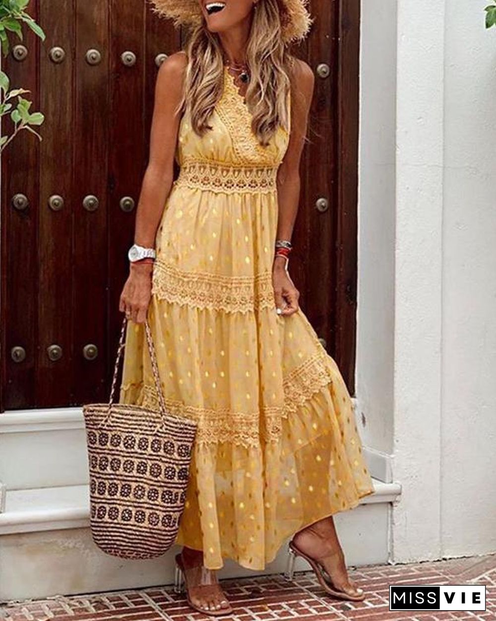 Sleeveless Lace A-line Casual/Vacation Maxi Dresses