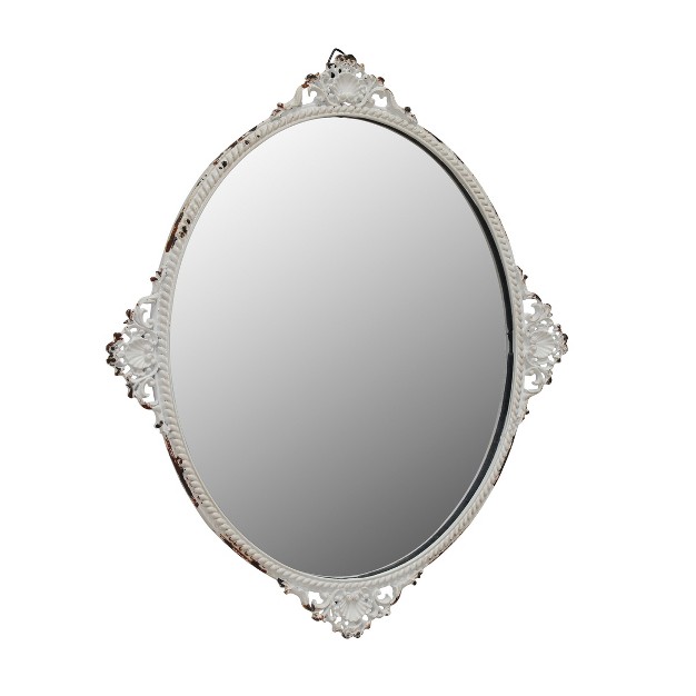 Oval Antique Metal Wall Mirror White Stonebriar Collection