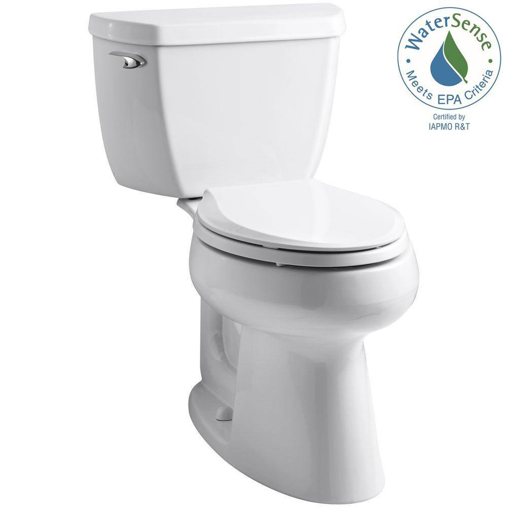 KOHLER Highline 2-Piece 1.28 GPF Single Flush Elongated Toilet in White Seat Not Included K-3658-0