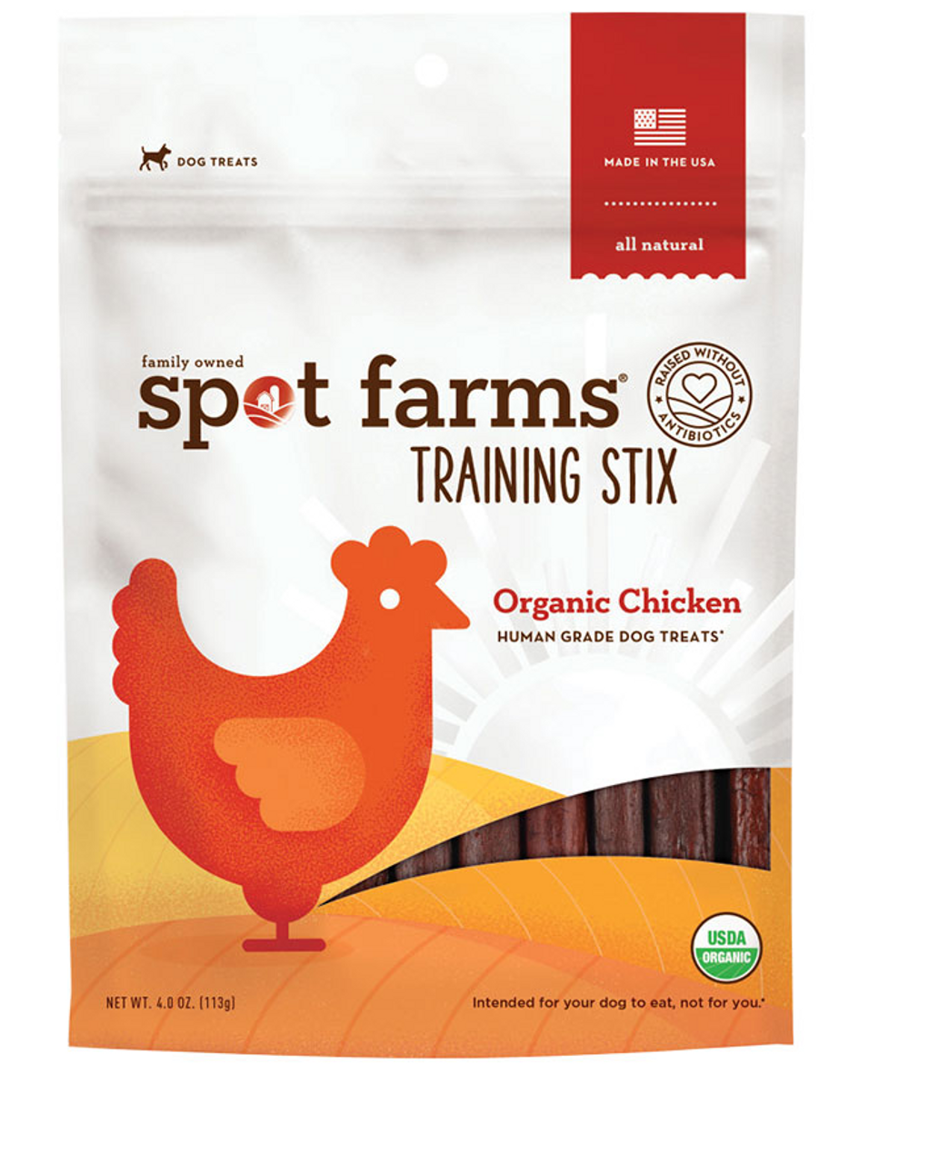 Spot Farms Grain Free Training Stix Chicken  Dog Treats， 4oz