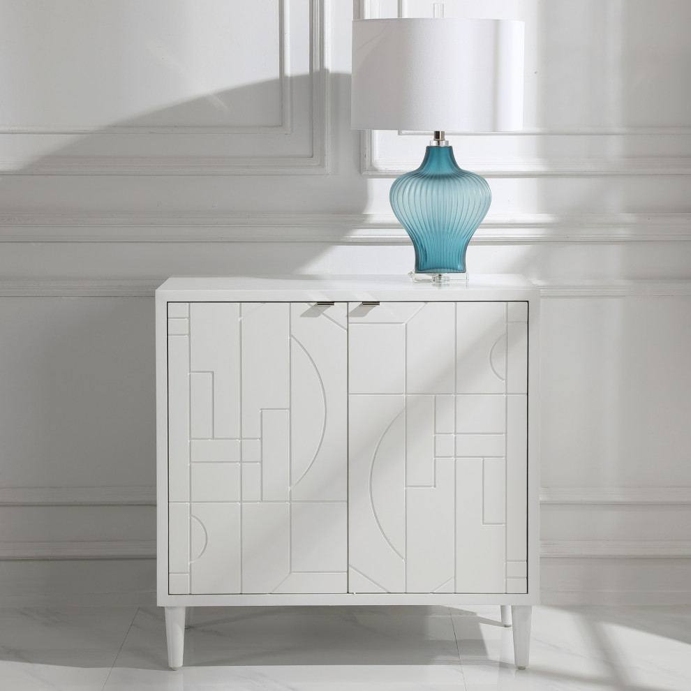 Uttermost Stockholm White 2 Door Cabinet   Modern   Accent Chests And Cabinets   by Zin Home  Houzz