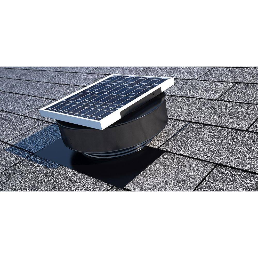 Active Ventilation 365 CFM Black Powder Coated 5-Watt Solar Powered Roof Mounted Exhaust Attic Fan RBSF-8-BL