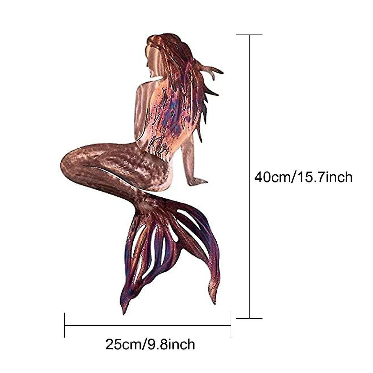 Metal Mermaid Wall Art- Rustproof Mermaids Craft Hanging Mermaid Wall Decoration Stainless Steel Mermaid Sculpture For Room Wall Patio Swimmi