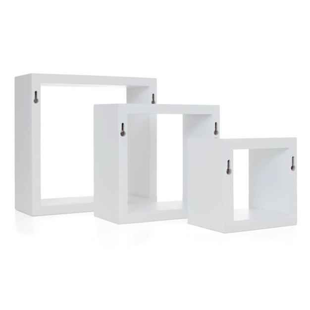 Set Of 3 Cubbi Floating Wall Shelves White