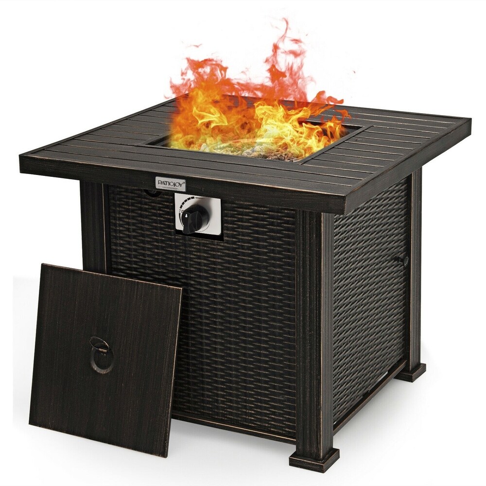 Outdoor 30 Inch Square Propane Gas Fire Pit Table   50000 BTU with Cover   30\