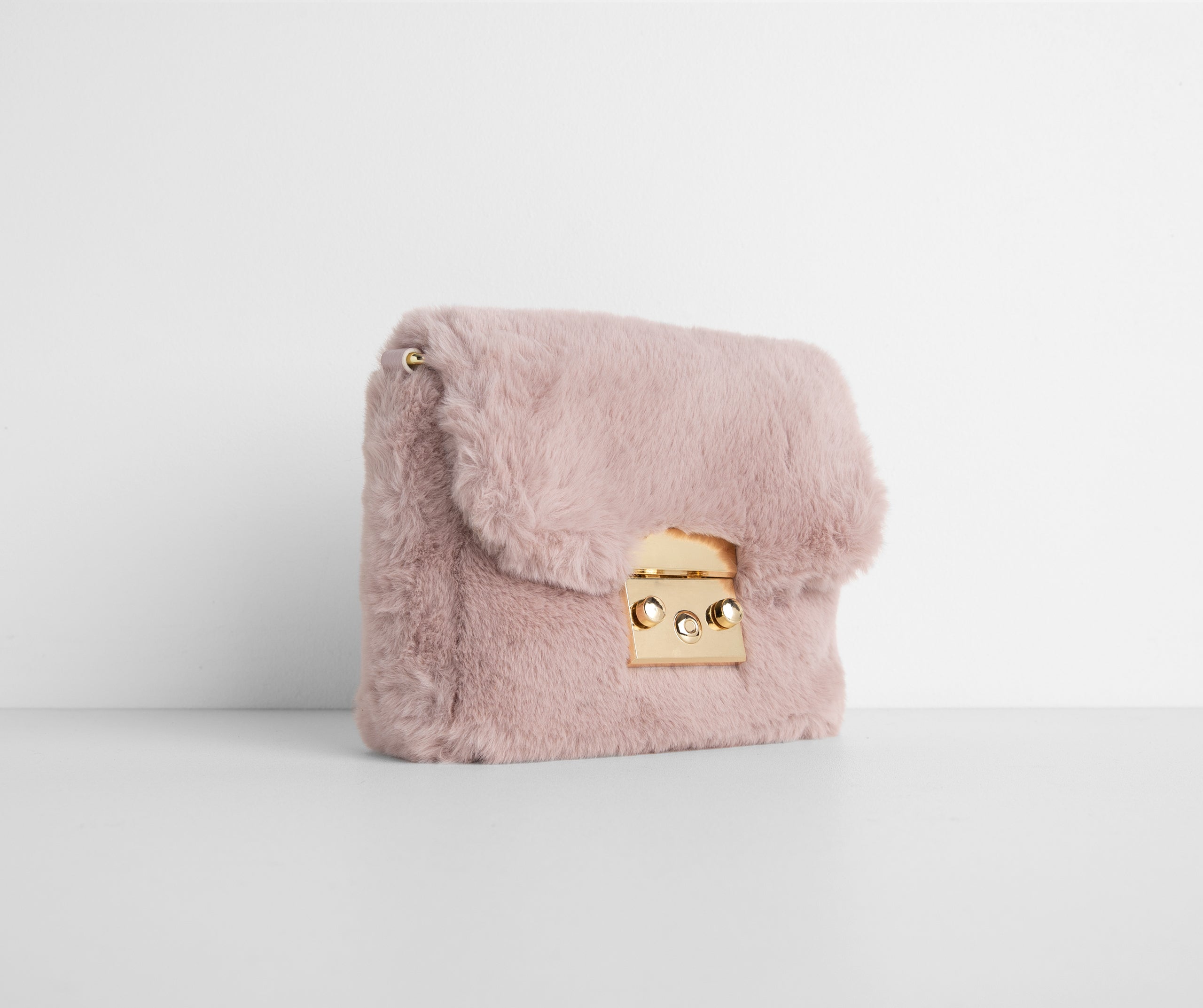 Pink Aesthetic Faux Fur Cross-body Purse