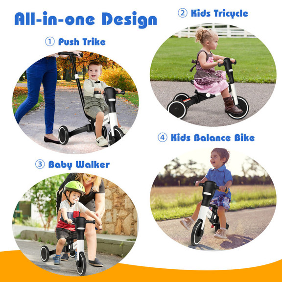 Costway 14367859 4 in 1 Kids Tricycle with Adjusta...