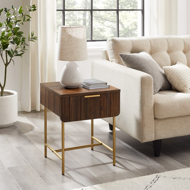 Modern Reeded 1 Drawer Side Table Saracina Home