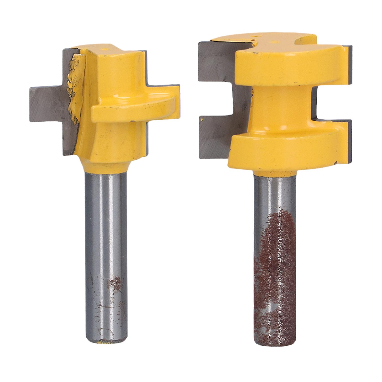 2pcs Tongue Groove Router Bit Grooving Cutter T Shape Square Tooth Wood Milling Saw 8mm Shank