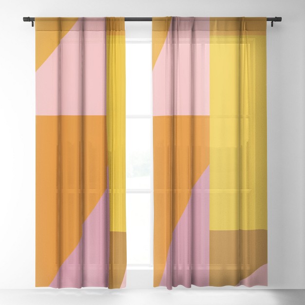 June Journal Shapes In Vintage Modern Pink Single Panel Sheer Window Curtain Deny Designs