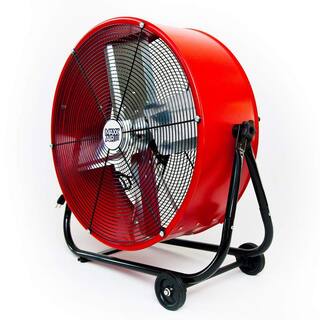 Maxx Air 24 in. 2 Fan Speeds Drum Fan in Red with Snap-On Wheels BF24TFREDUPS