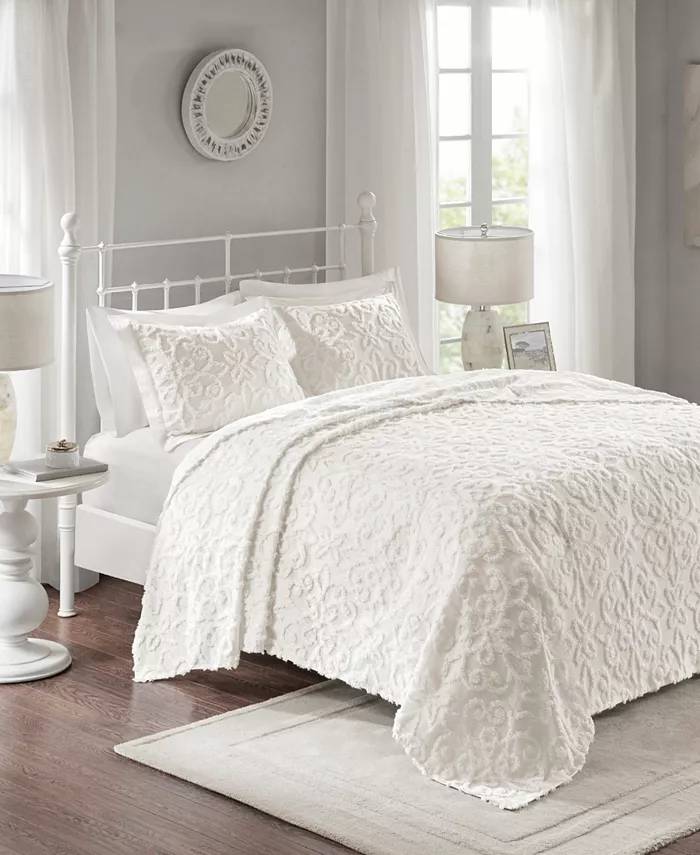 Madison Park Sabrina Tufted Chenille 3-Pc. Bedspread Set， Full Queen