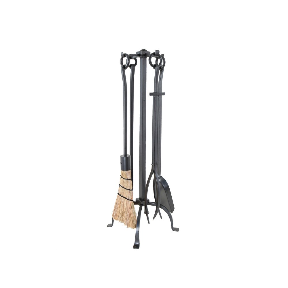 Minuteman International English Country Fireplace Set of 4 Tools  32 Inch Tall  Graphite Finish