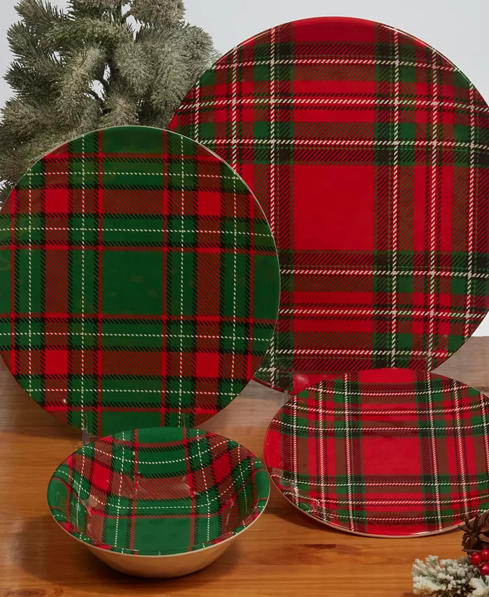 Certified International Christmas Plaid 14 Set of 6 All Purpose Bowl