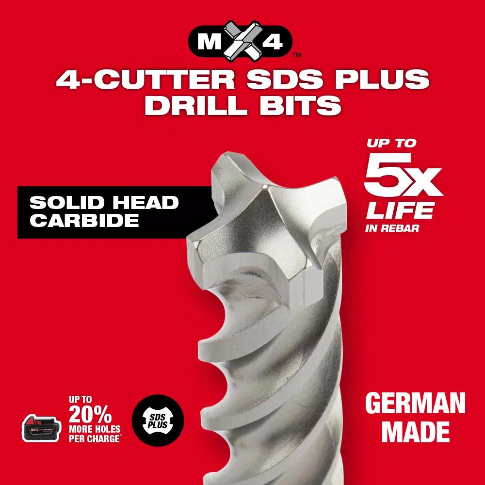 Milwaukee 1/2 in. x 18 in. MX4 SDS-Plus Carbide Bit and#8211; XDC Depot