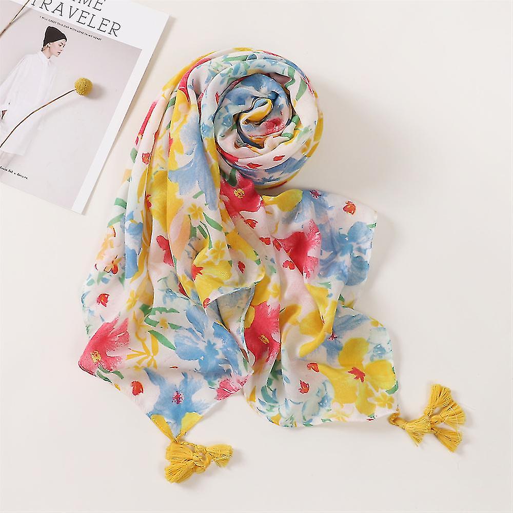 Women's Scarves Wraps Fashion Lady Shawl Stole Flower Printed Soft Feeling Lightweight To Any Outfit All Seasons Clothing Accessory(1pcs，colorful)