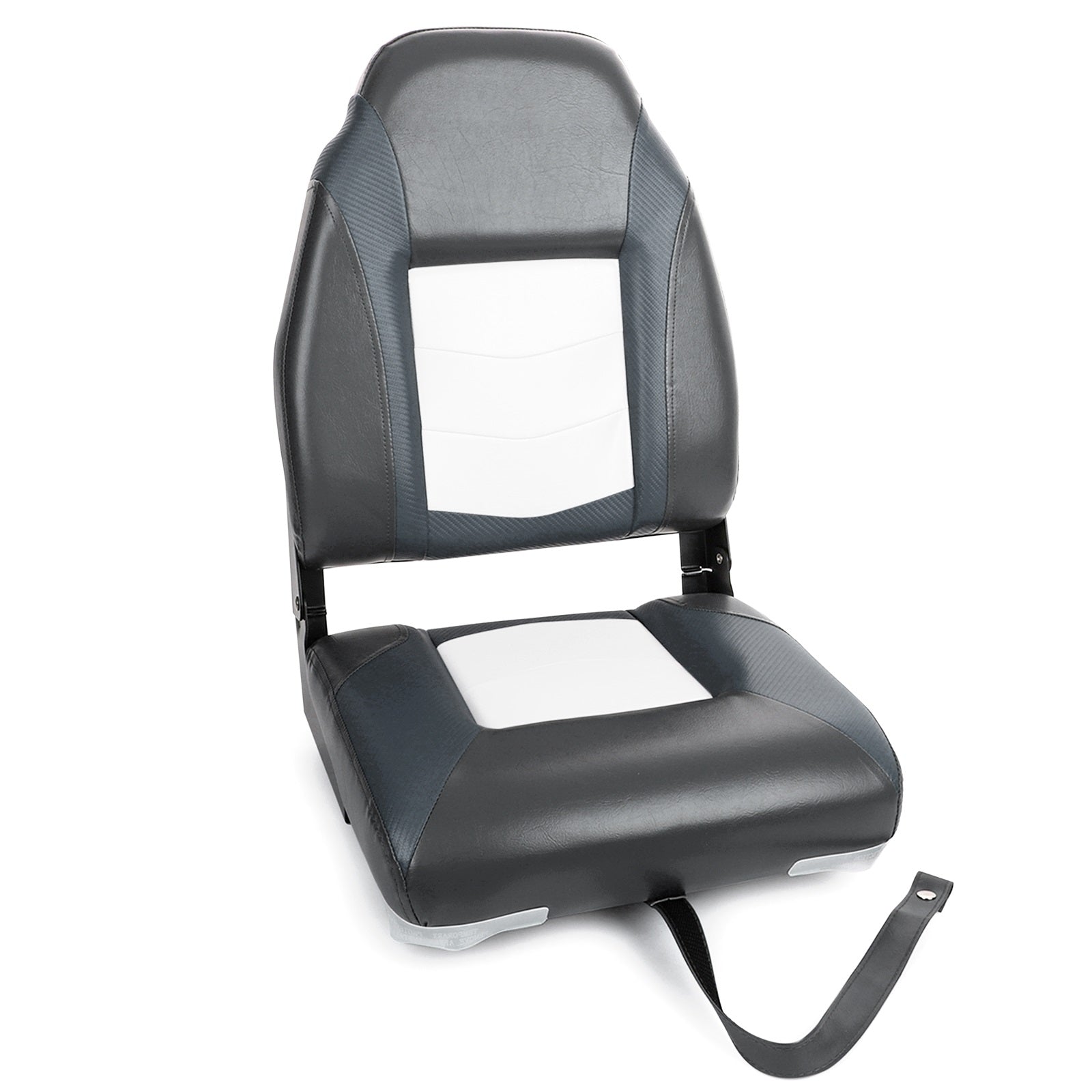 NORTHCAPTAIN S1 Deluxe High Back Folding Boat Seat，Stainless Steel Screws Included，White/Charcoal/Charcoal（1 Seat）