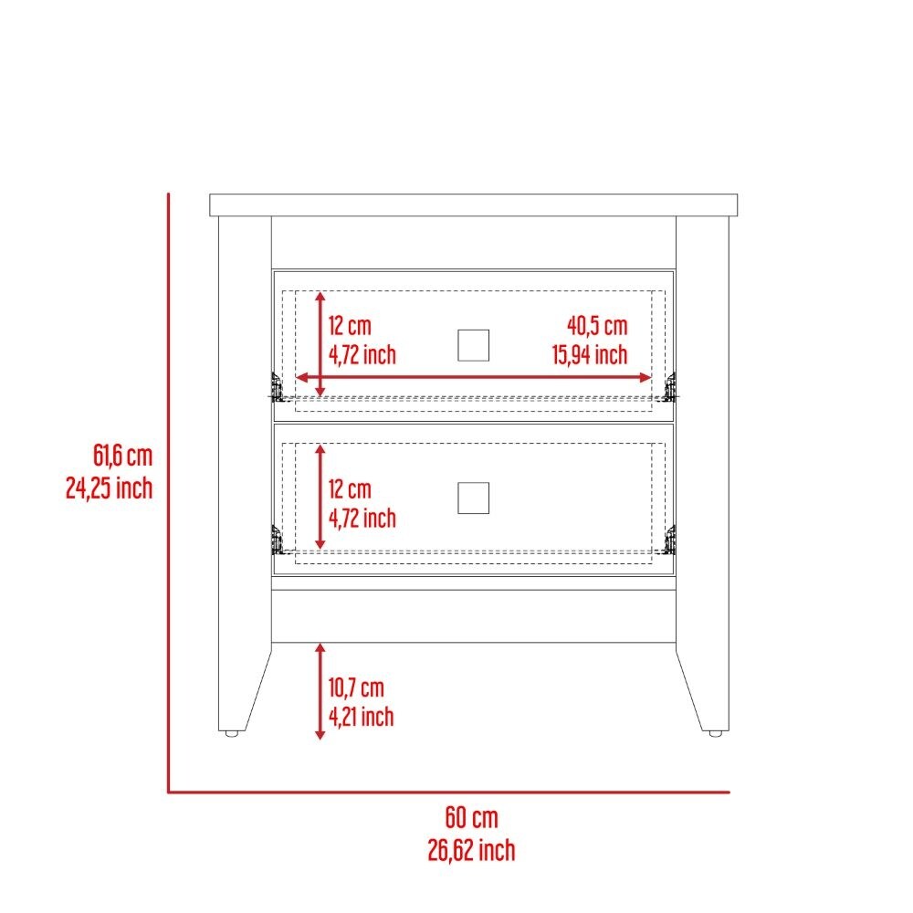 Classic Nightstand 2 Floors Large Capacity Drawers Metal Handle Open Bookshelf Simple Coffee Table Kitchen Balcony Plant Shelf