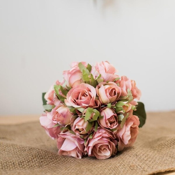 RusticReach Light Pink Purple White Silk Small Rose Bouquet