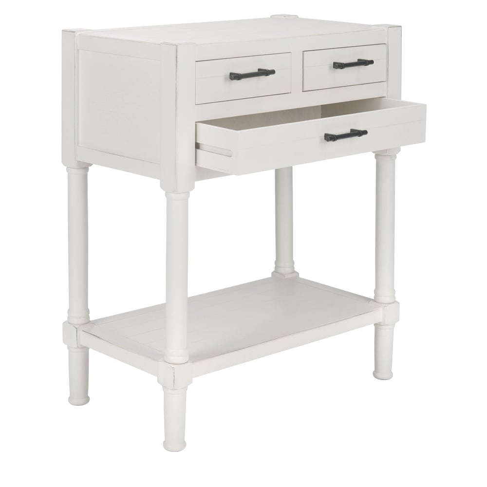 SAFAVIEH Filbert Distressed White 3 Drawer Console Table   23.5\