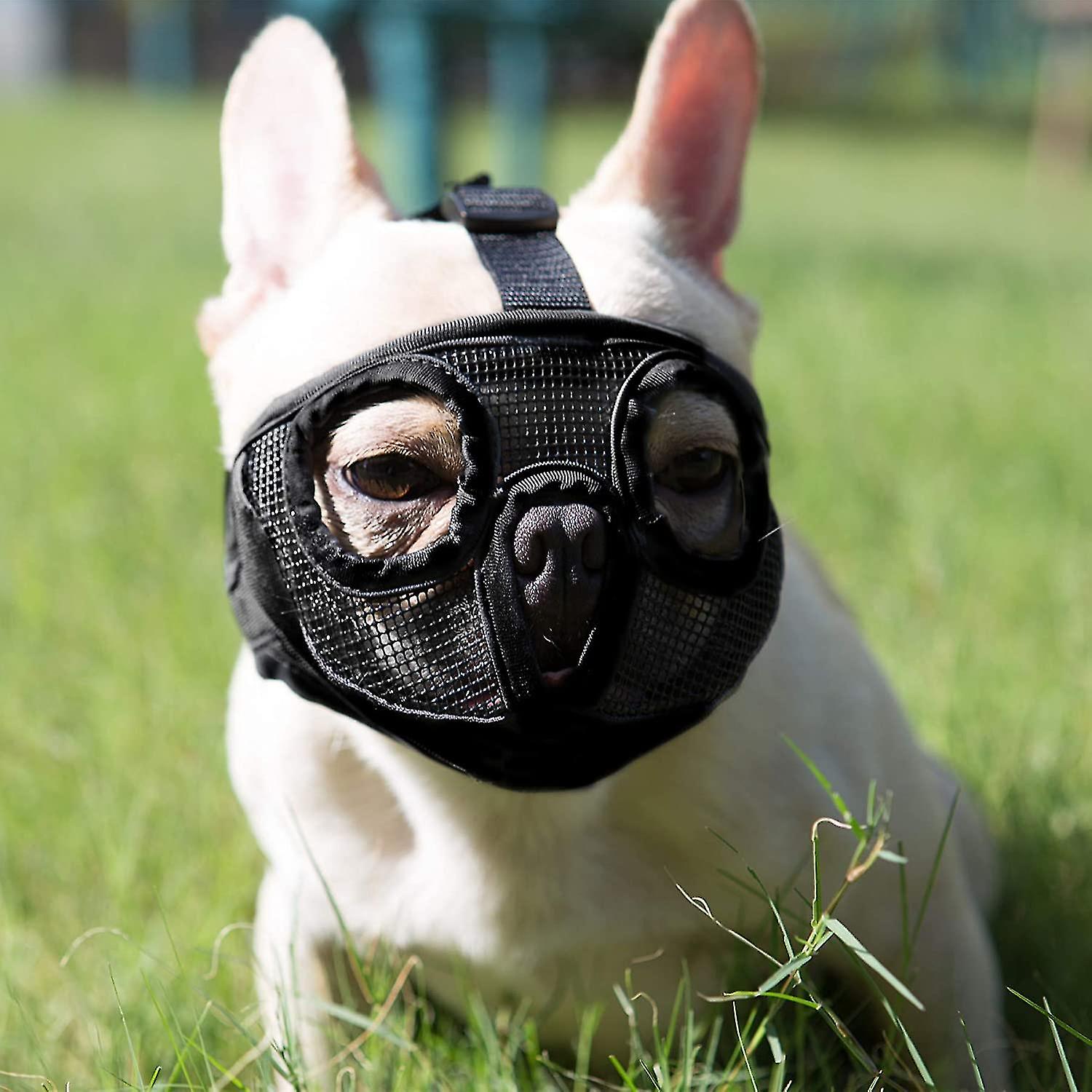 Adjustable Breathable Dog Muzzle – Ideal for English Bulldog， French Bulldog， Pekingese， Shih-Tzu， Pug， Ensuring Safety with Style