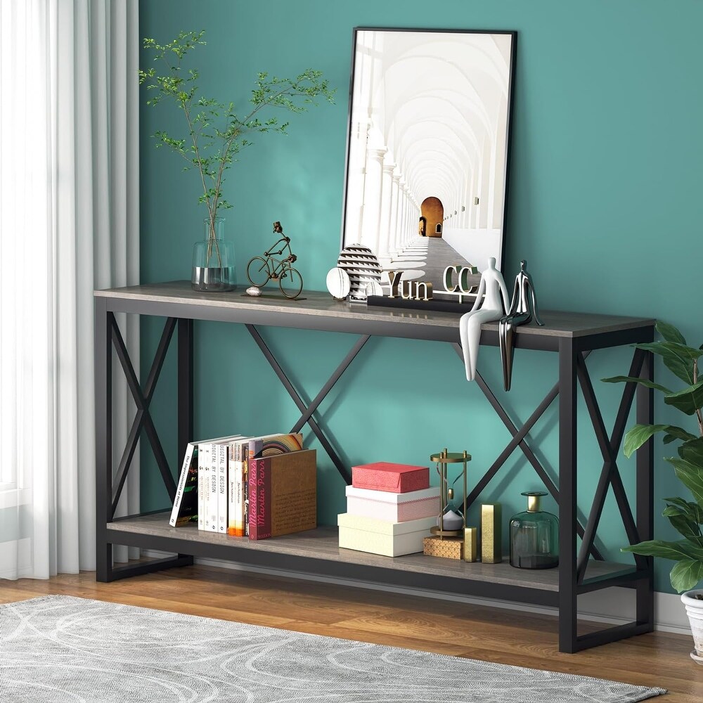 70.9 Inch Console Table  Industrial Sofa Table Narrow Long Entry Table   70.9\