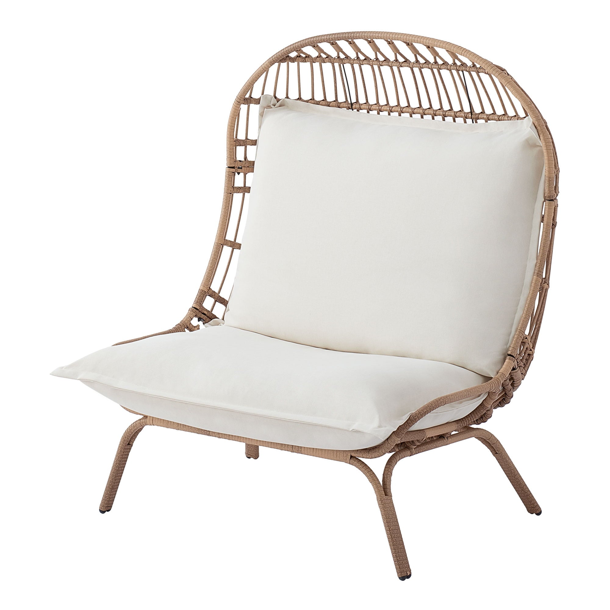 Better Homes & Gardens Willow Sage Steel Wicker Patio Cuddle Chair, Brown