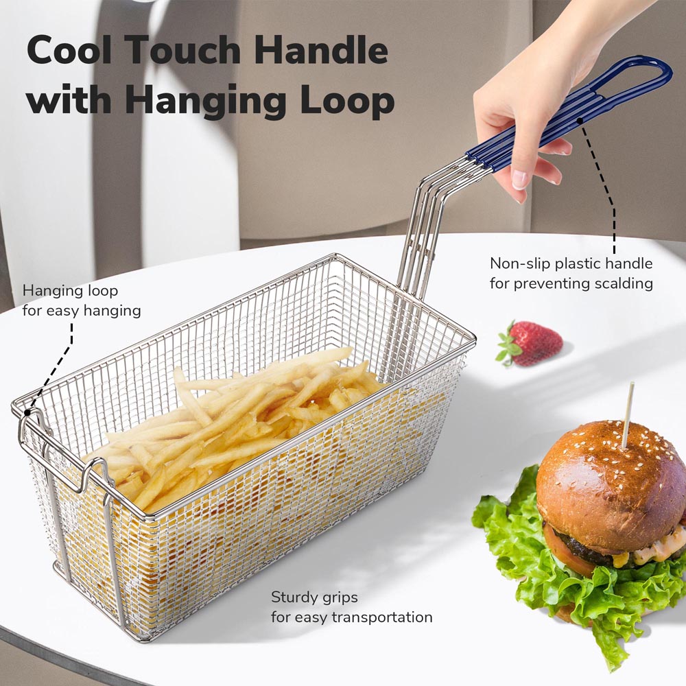 Yescom Commercial Deep Fryer Baskets with Handle & Front Hook 13x6x6in