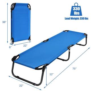 ANGELES HOME Outdoor Folding Full Iron Camping Bed for Sleeping Hiking Travel 8CK70-OP568BL