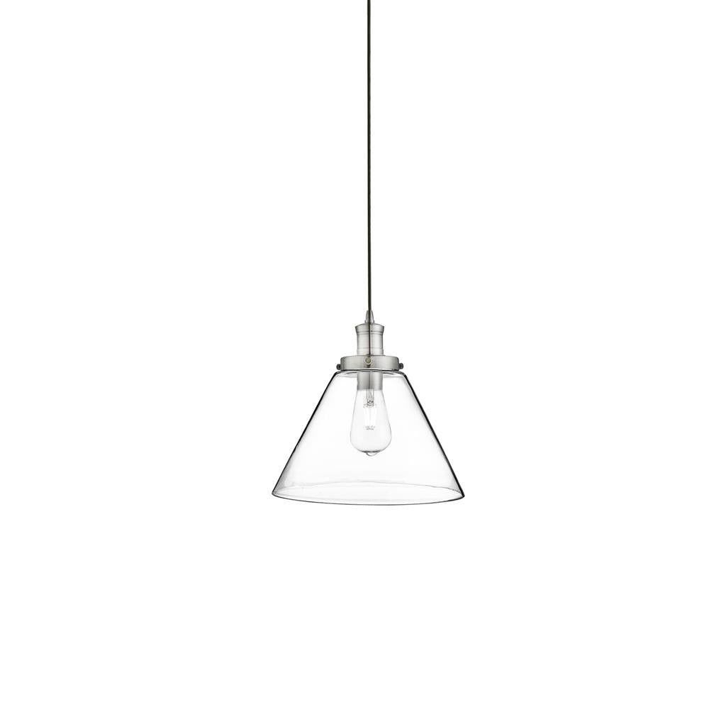 Searchlight 3228SS Pyramid Satin Chrome 1 Lamp Vintage Pendant Light with Clear Glass Shade