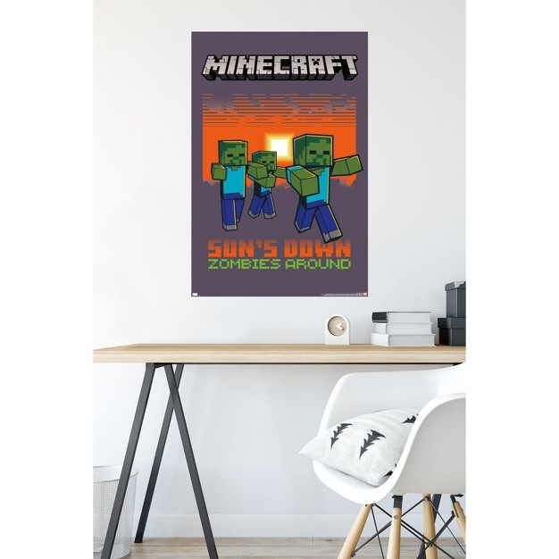 Trends International Minecraft Zombies Around Unframed Wall Poster Prints