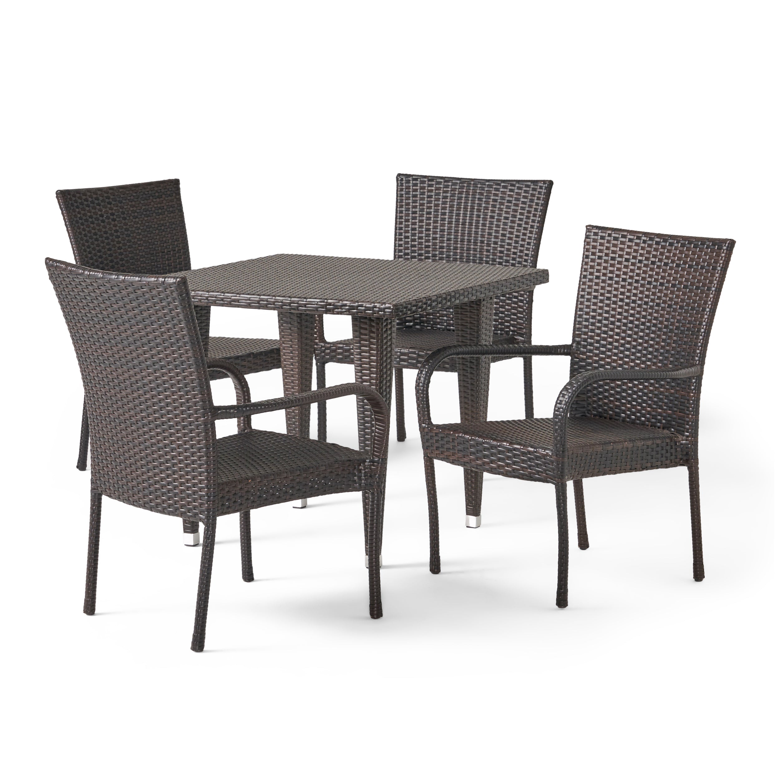 Dalmi Contemporary Outdoor 5pc Brown Wicker Dining Set