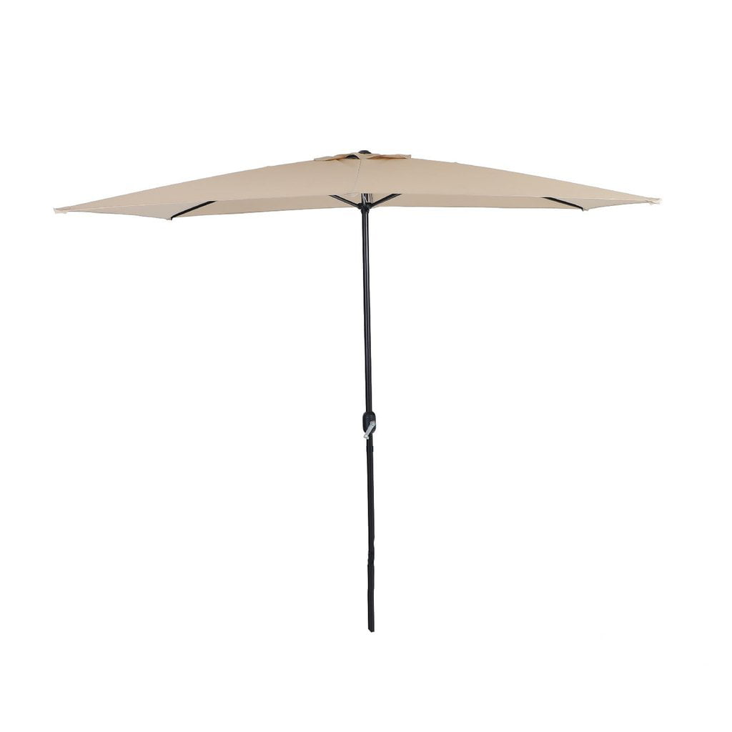 MF Studio 10 x 6.6ft Rectangle Patio Table Umbrella Outdoor Market Umbrella with 6 Steel Ribs and Crank Handle, Beige