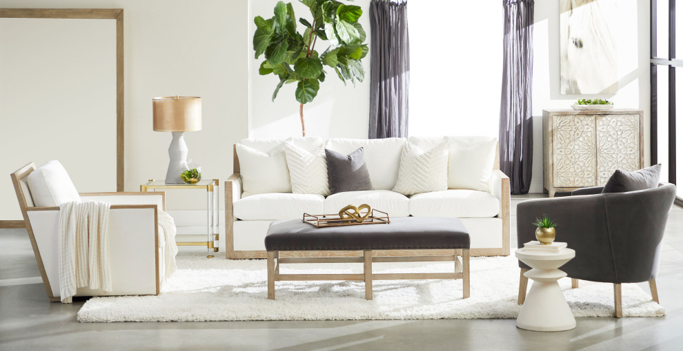 Manhattan Wood Trim Sofa Chair   Transitional   Armchairs And Accent Chairs   by Essentials for Living  Houzz