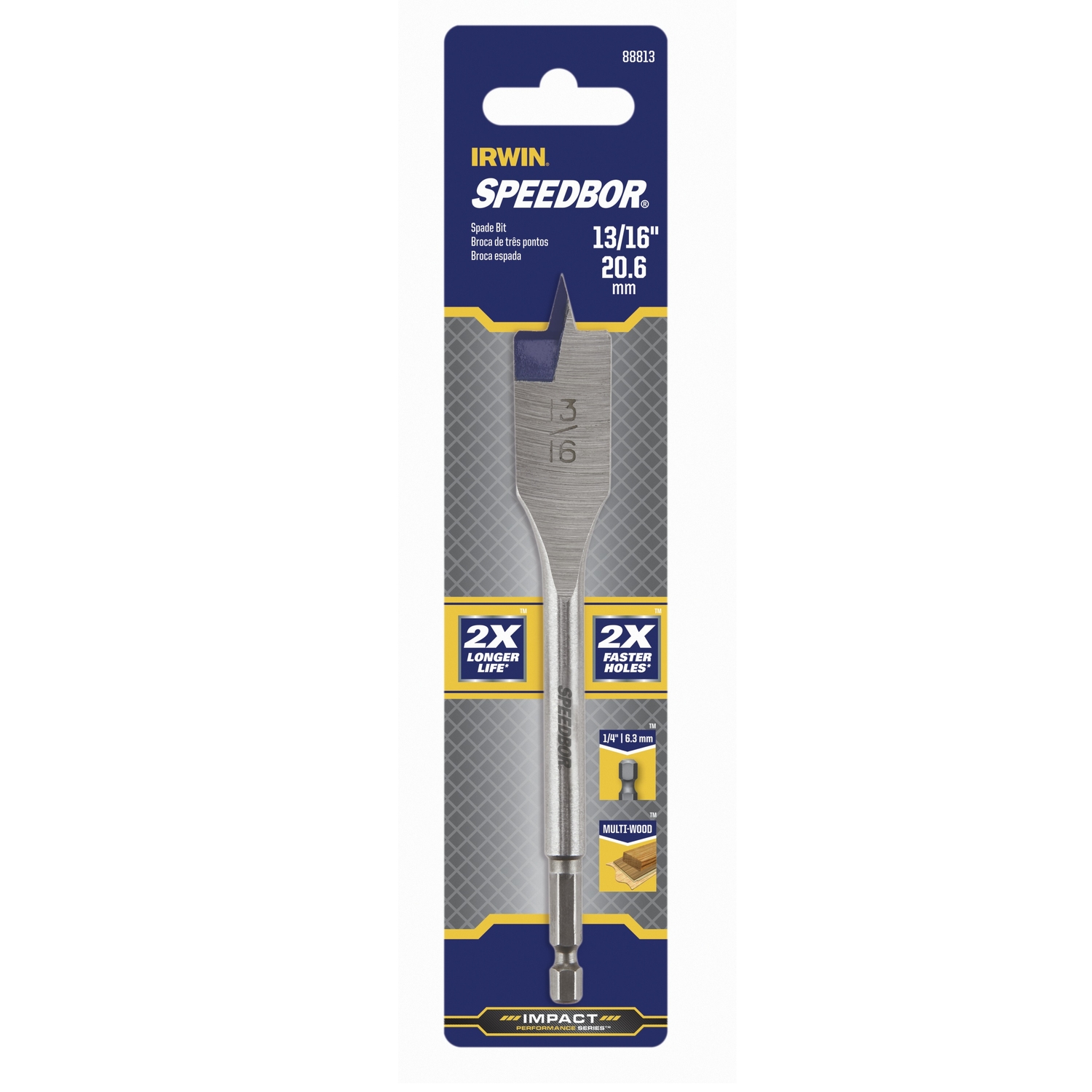 Irwin Speedbor 13/16 in. X 6 in. L Carbon Steel Wood Boring Bit 1 pc