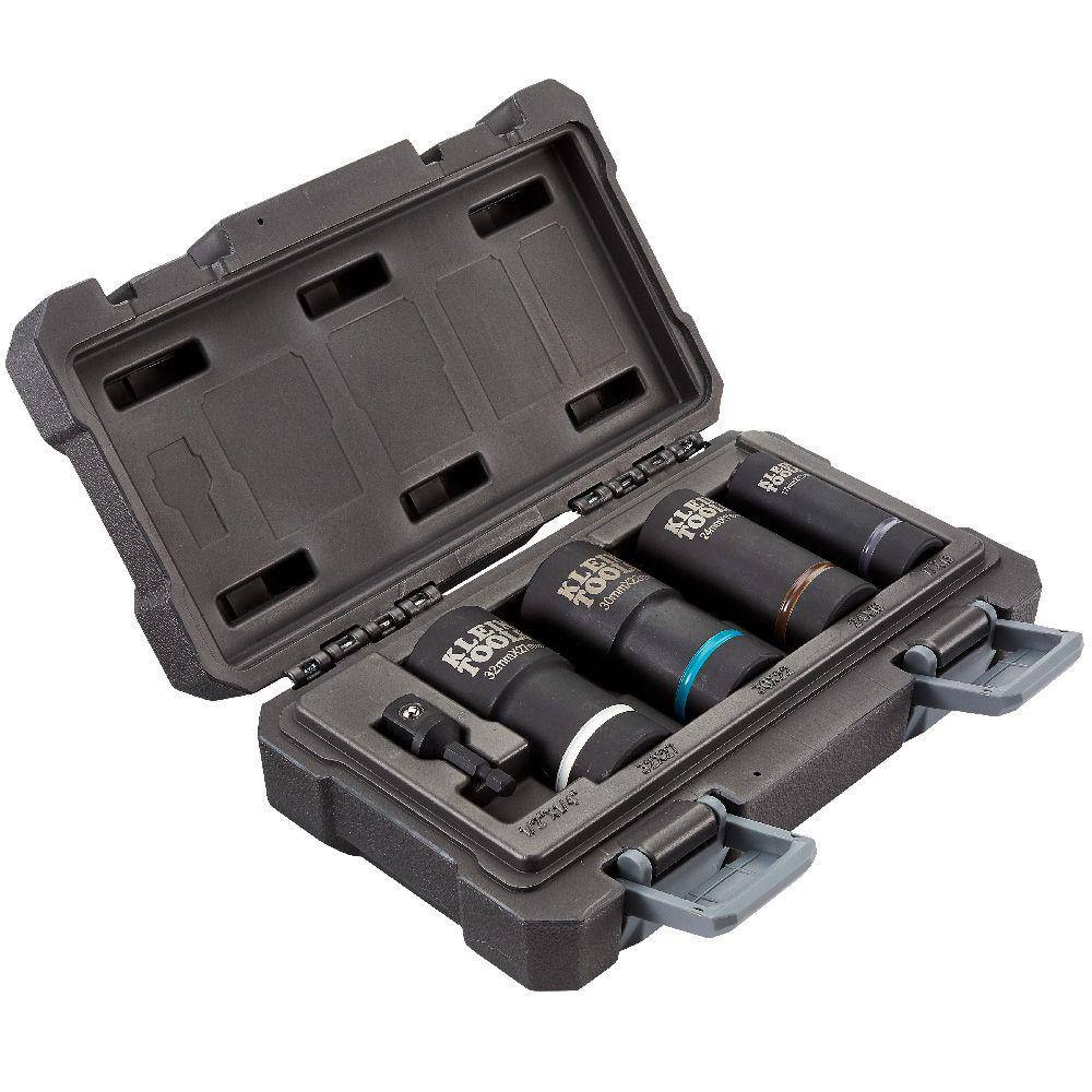 Klein Tools 2-In-1 Metric Impact Socket Set 12-Point (5-Piece) 66050E