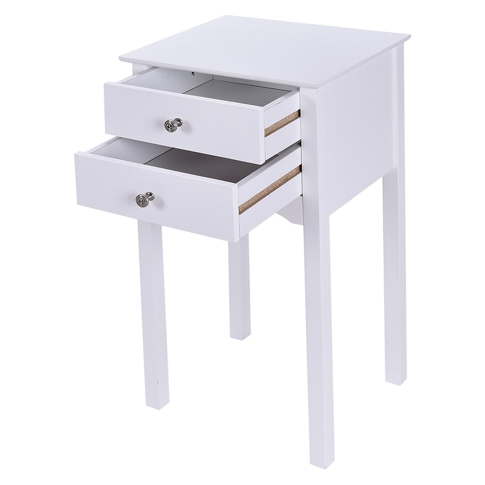 Side Table End Accent Table Night Stand with 2 Drawers Furniture