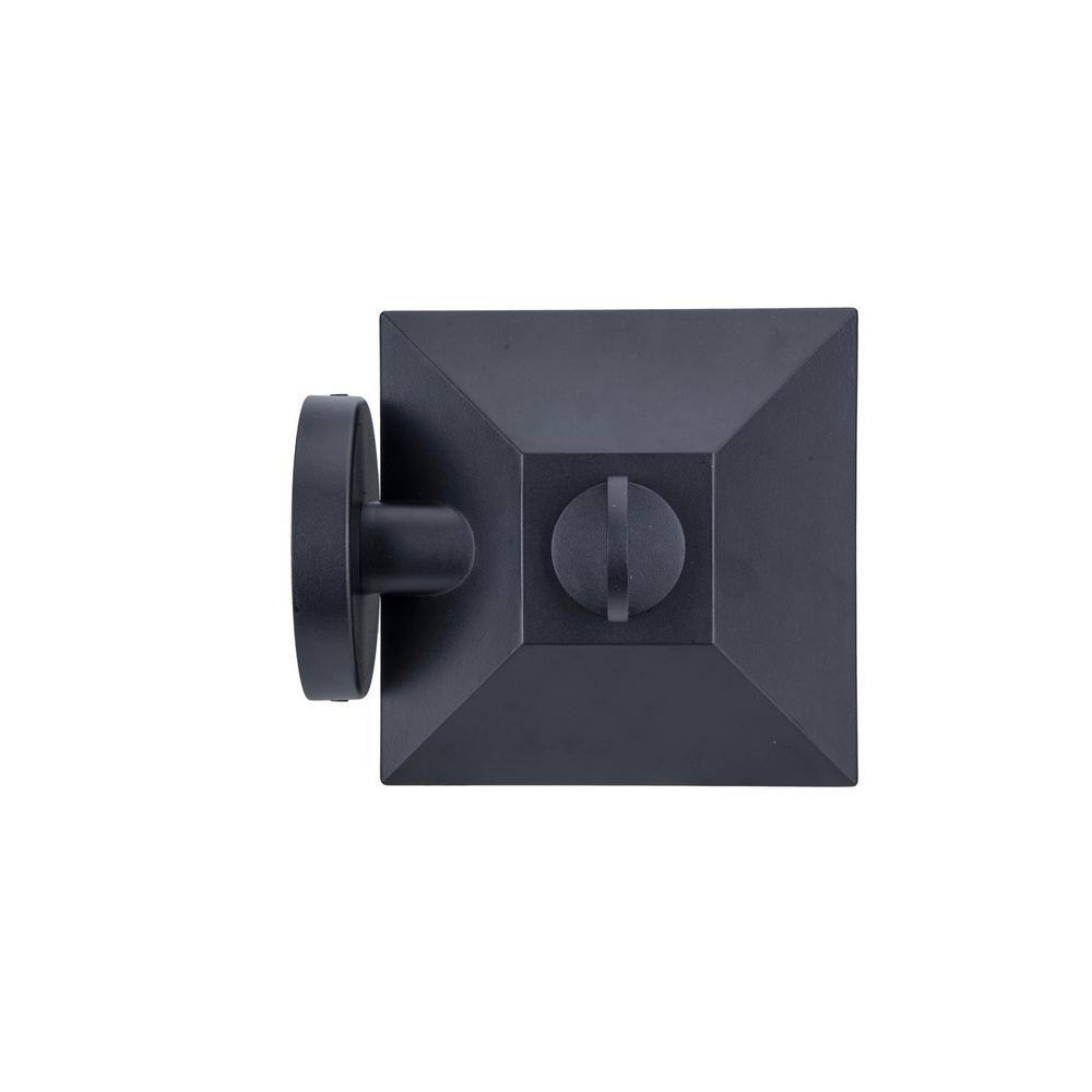 Hampton Bay ASHTON 1-Light Black Outdoor Wall Mount Lantern Sconce with Seeded Glass 5284002012