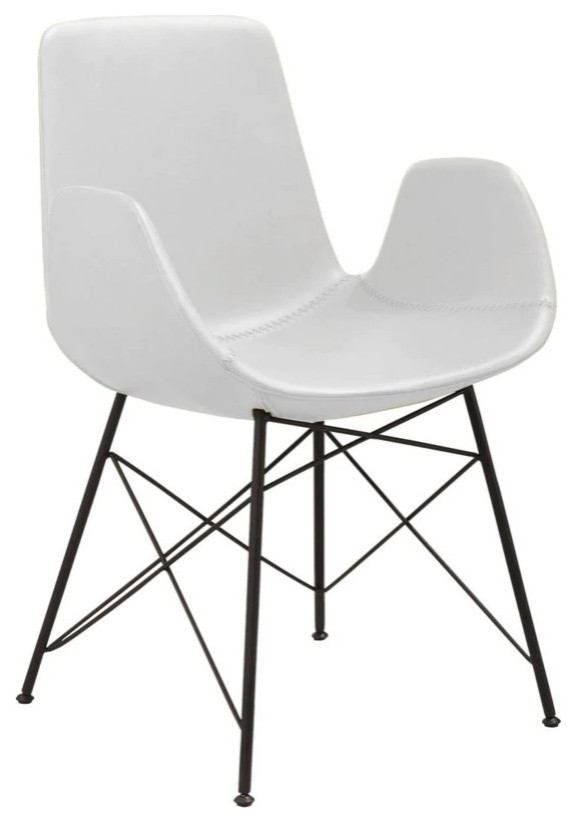 Angeleta Dining Chair  White Double PU Shell  Black Steel Base   Midcentury   Dining Chairs   by Rustic Home Furniture Deco  Houzz