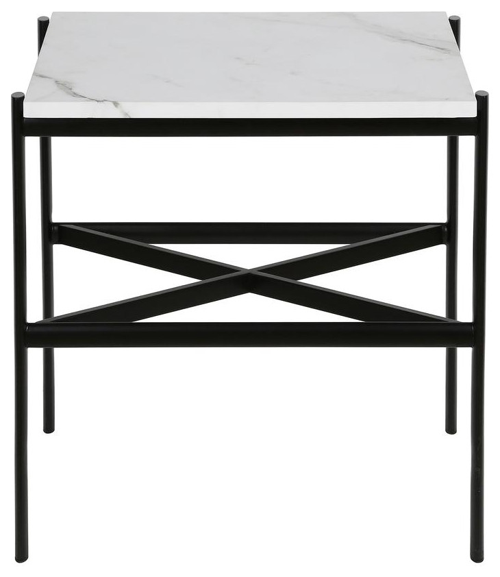 Braxton 21.25  x27 x27Wide Rectangular Side Table with Faux Marble Top in...   Contemporary   Accent Chests And Cabinets   by BisonOffice  Houzz