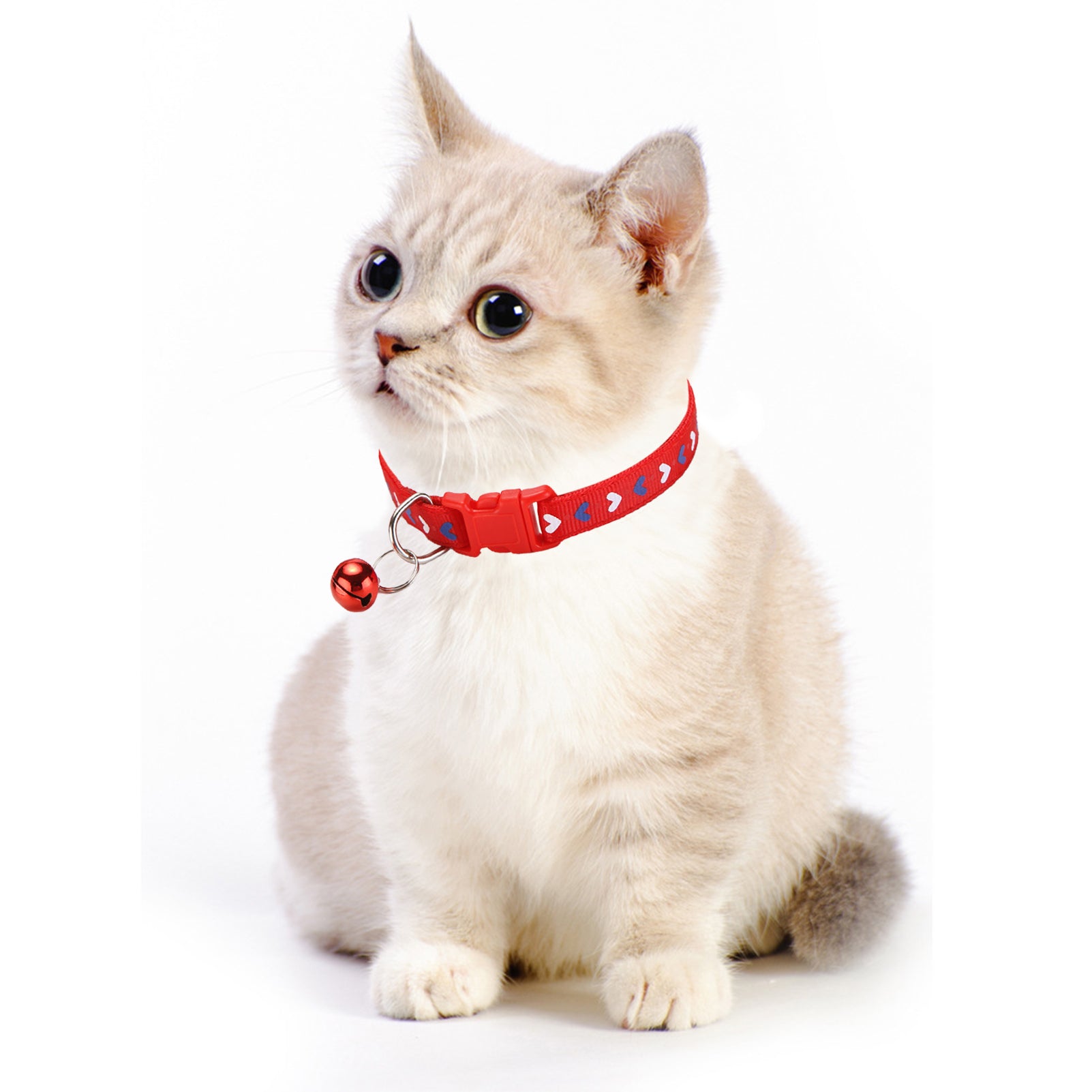 CHBORLESS 3 Pcs Nylon Cat Collar with Bell Adjustable Puppy Kitten Collar，Red