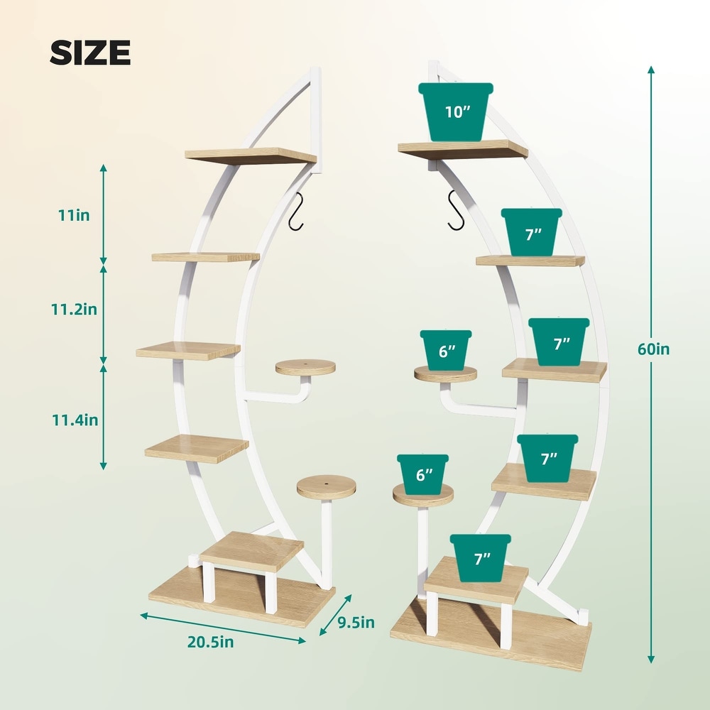 EROMMY Metal Plant Stand for Indoor Plants Multiple  Plant Shelf for Planter Display  Half Moon Plant Stand for Balcony