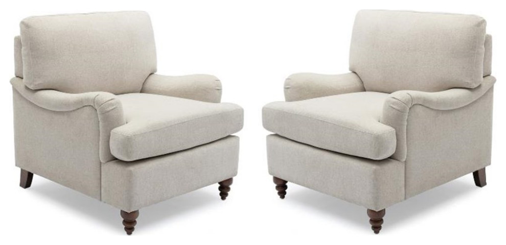 Home Square Polyester Fabric Transitional Arm Chair in Beige   Set of 2   Traditional   Armchairs And Accent Chairs   by Homesquare  Houzz