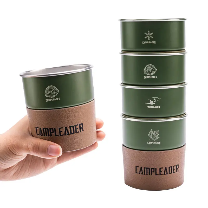 Custom wholesale 300ml foldable camping water bottle insulated termo 304 stainless steel tea coffee outdoor cold drink mug cup