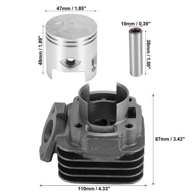 Unique Bargains Racing Scooter Cylinder Big Bore Kit For Yamaha Jog Zuma 2 Stroke 50cc For Minarelli 1e40qmb Engine 70cc With 10mm Piston Pin 1set