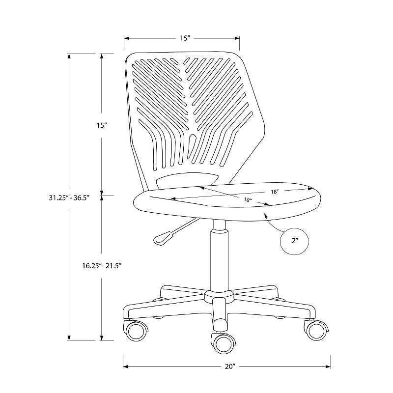 Monarch Mid-Back Adjustable Armless Office Chair