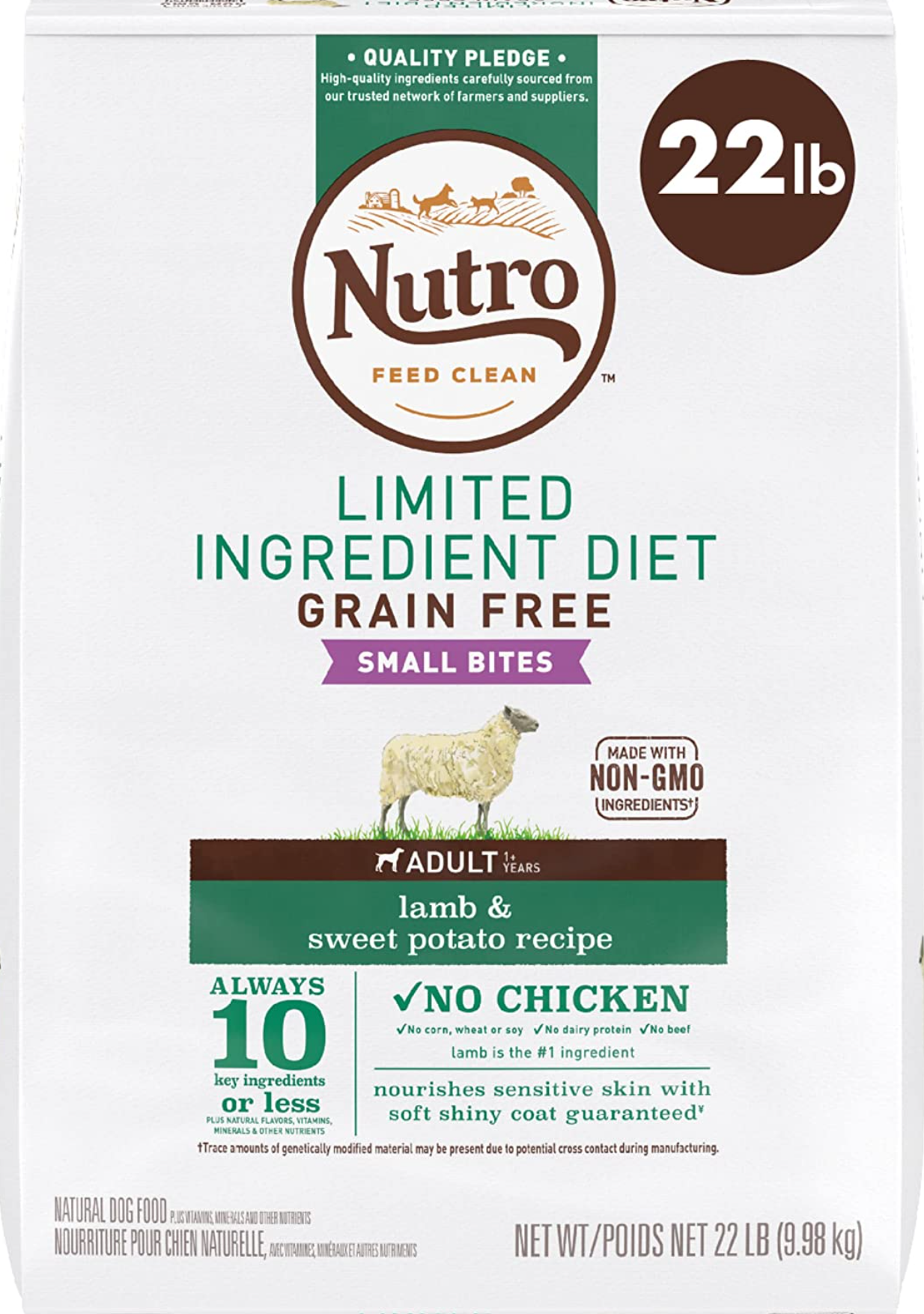 NUTRO Limited Ingredient Diet Small Bites Adult Dry Dog Food Lamb and Sweet Potato Recipe 22 Pound (Pack of 1)