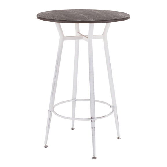 Clara Industrial Round Bar Table in Vintage White ...