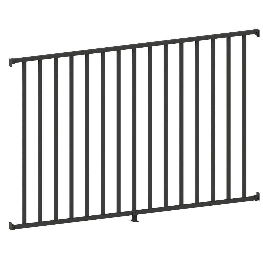 PEAK Aquatine 12 in. x 72 in. x 4 ft. Black Aluminum Pool Fence Rail and Picket Kit 56113